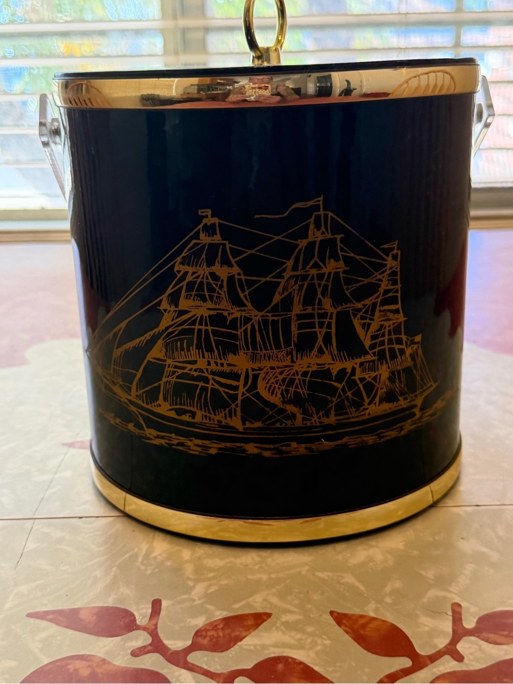 Vintage Shelton Ware Navy & Gold Clipper Ship Ice Bucket